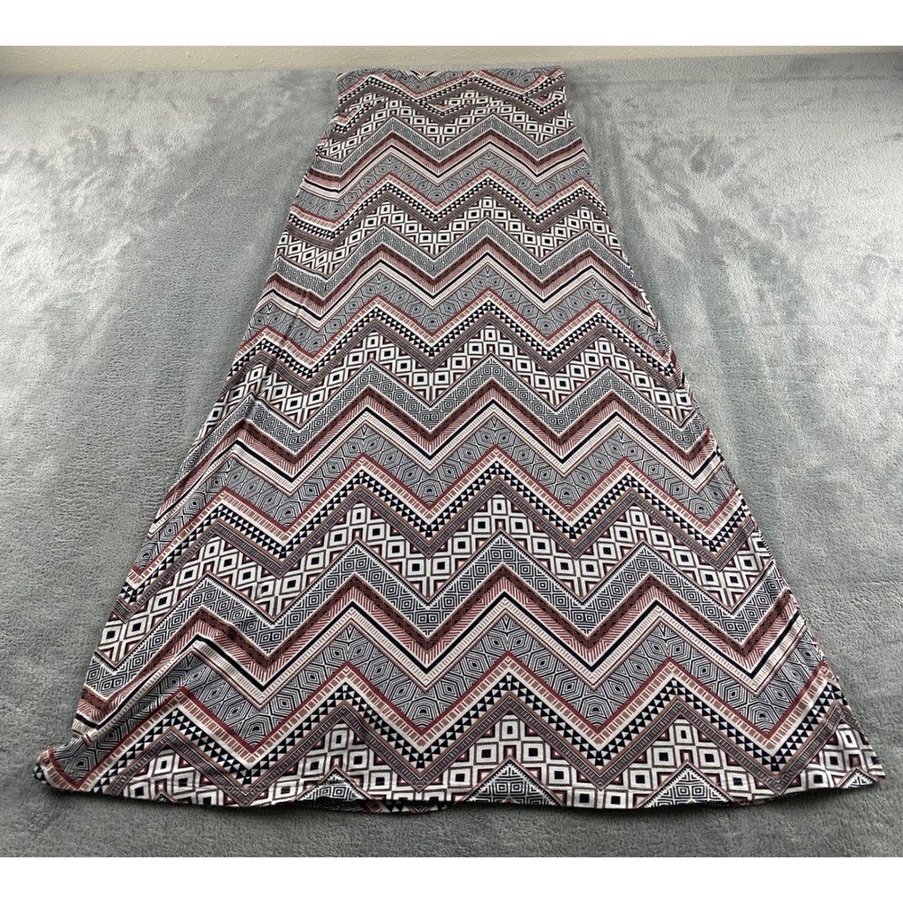 Charlotte Russe Womens Geometric Chevron Maxi Skirt Black White Red Size M Boho